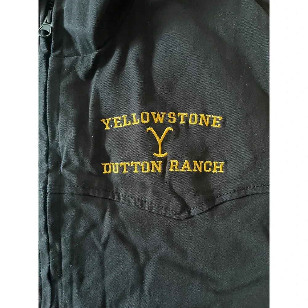 Yellowstone Dutton Ranch Mens Black Embroidered Quilted Zip Vest Medium NWT